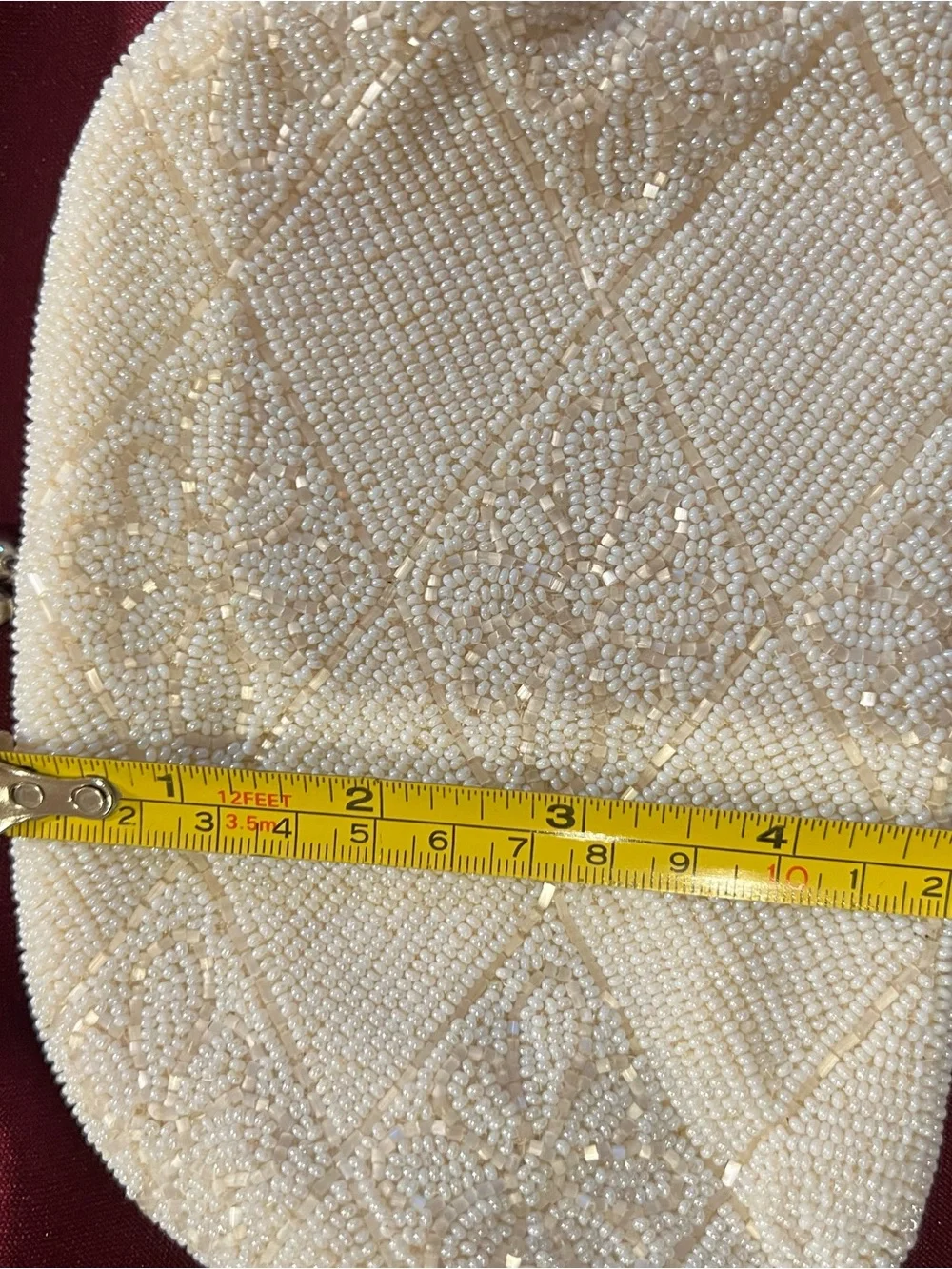 Vintage Ivory Beaded Evening Clutch,made in japan